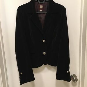 Black Velvet Blazer with Sparkly Buttons
